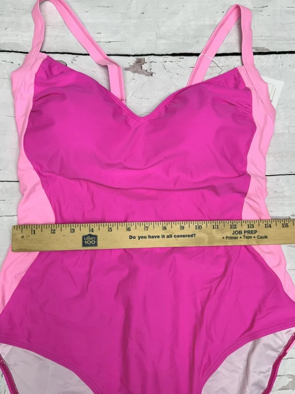 Eomenie Pink Ombre One Piece Swimsuit‎ Lace-Up Back 2XL NWT